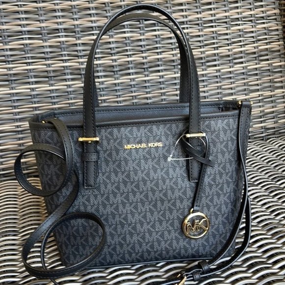 Michael Kors Jet Set Travel XS Carryall Tote Top Zip Tote Black - Picture 1 of 16